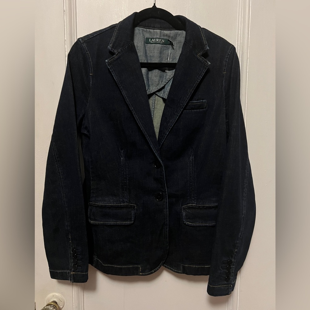Vintage Denim Lauren By Ralph Lauren Dark Denim Blazer Excellent Condition